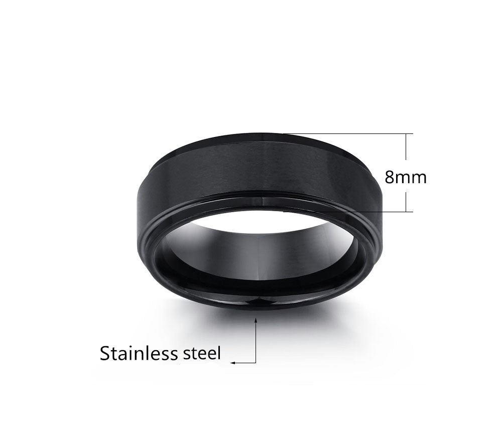 Engraved, Black Stainless Steel Ring