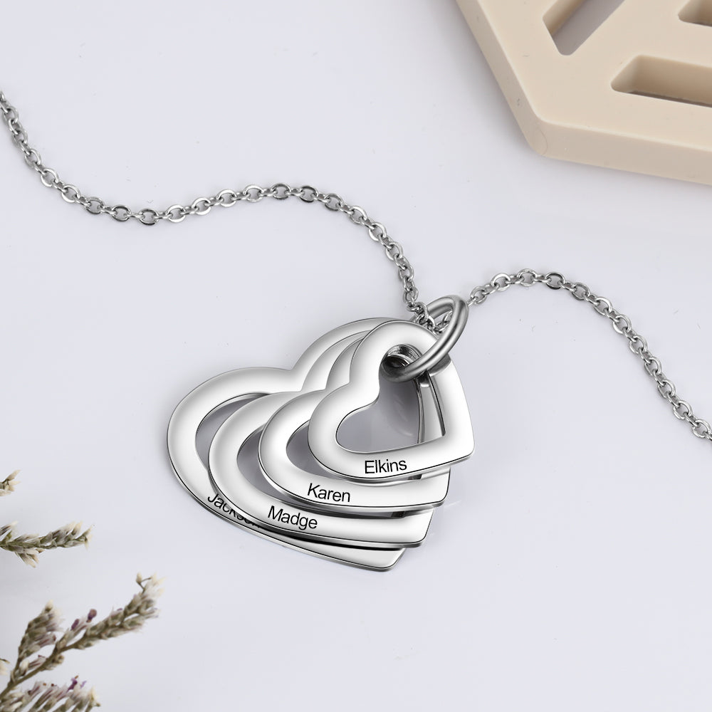 Personalized Family Heart Necklace for Mom