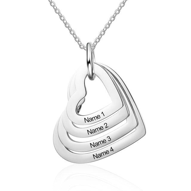 Personalized Family Heart Necklace for Mom