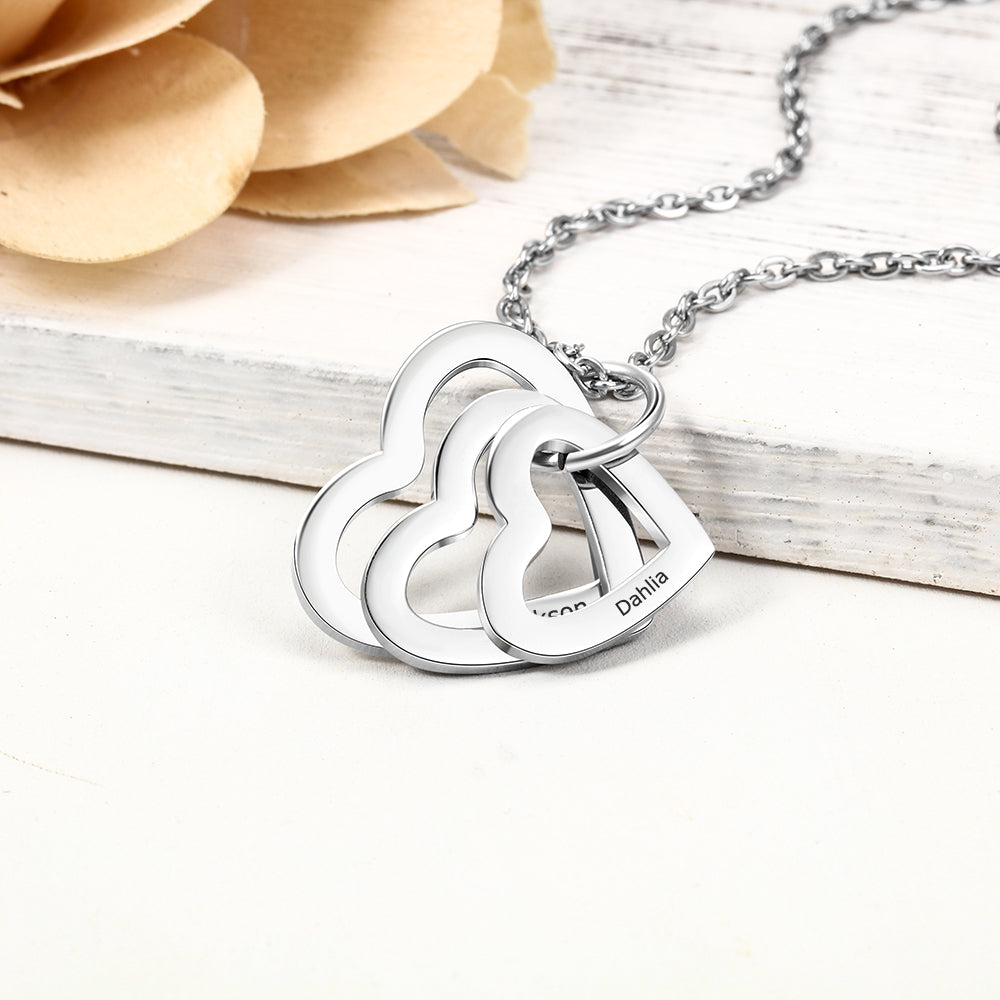 Personalized Family Heart Necklace for Mom