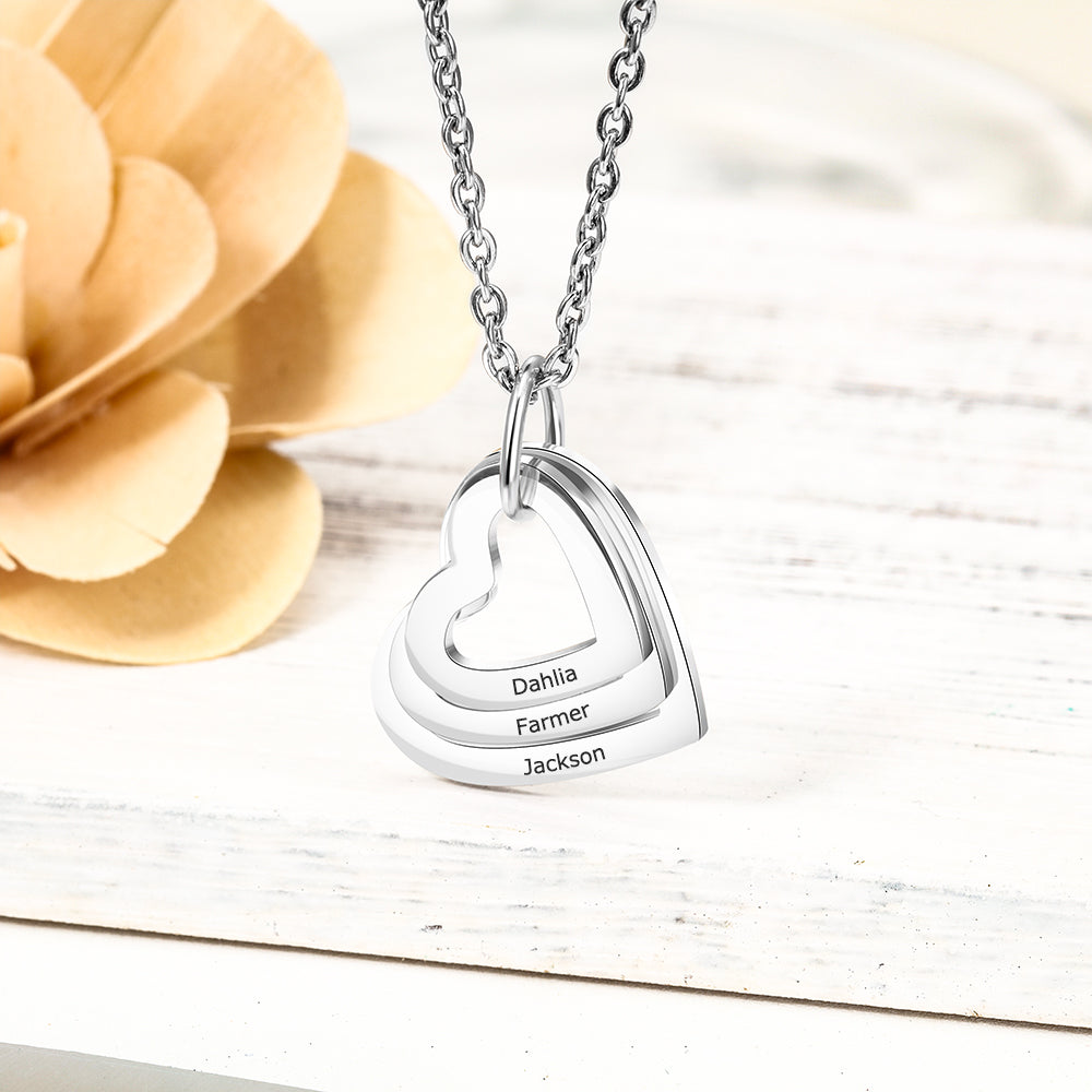 Personalized Family Heart Necklace for Mom