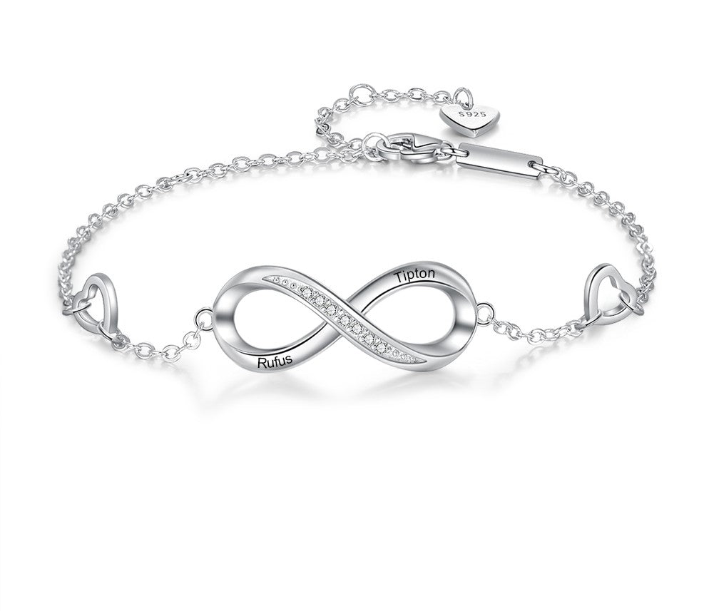 Customized Engraved Sterling Silver Infinity Bracelet