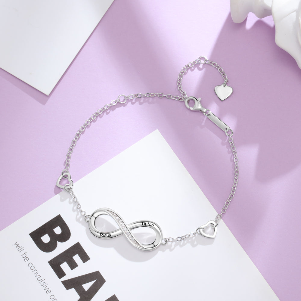 Customized Engraved Sterling Silver Infinity Bracelet