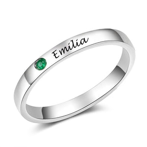 Custom Engraved Ring with Birthstone