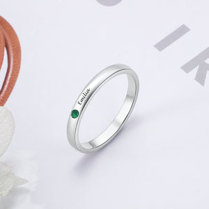 Custom Engraved Ring with Birthstone