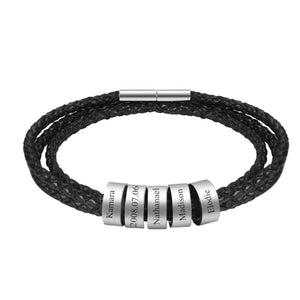 Personalized Men's Braided Leather Bracelet