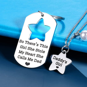 Father + Daughter Necklace & Keychain Heart Puzzle Set